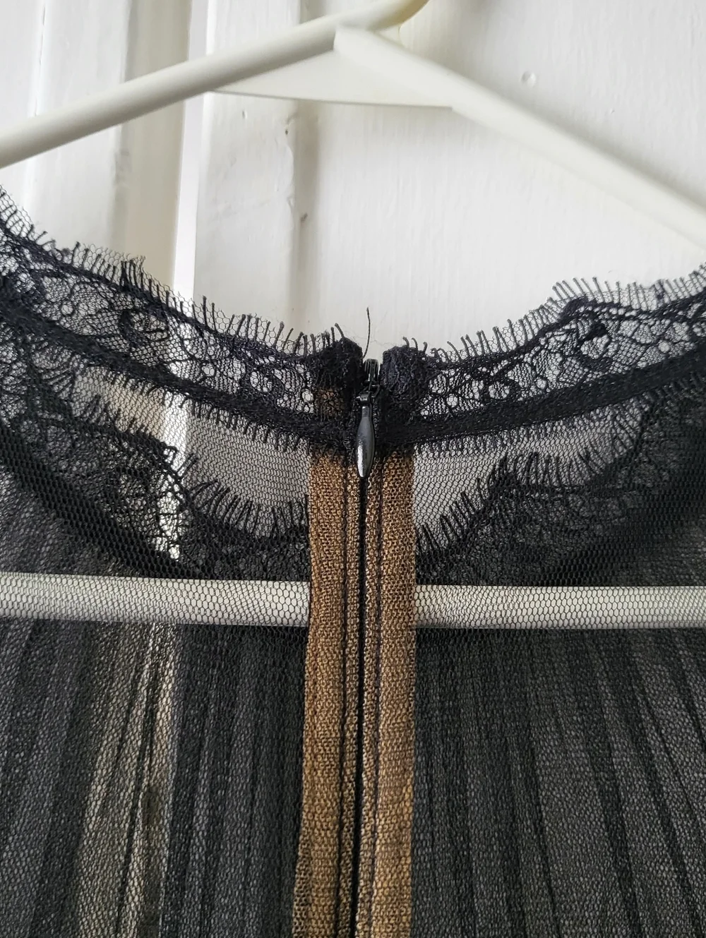 NWT Tadashi Shoji Camille Tea Length Lace Dress Black Nude Size 8 - Picture 5 of 9